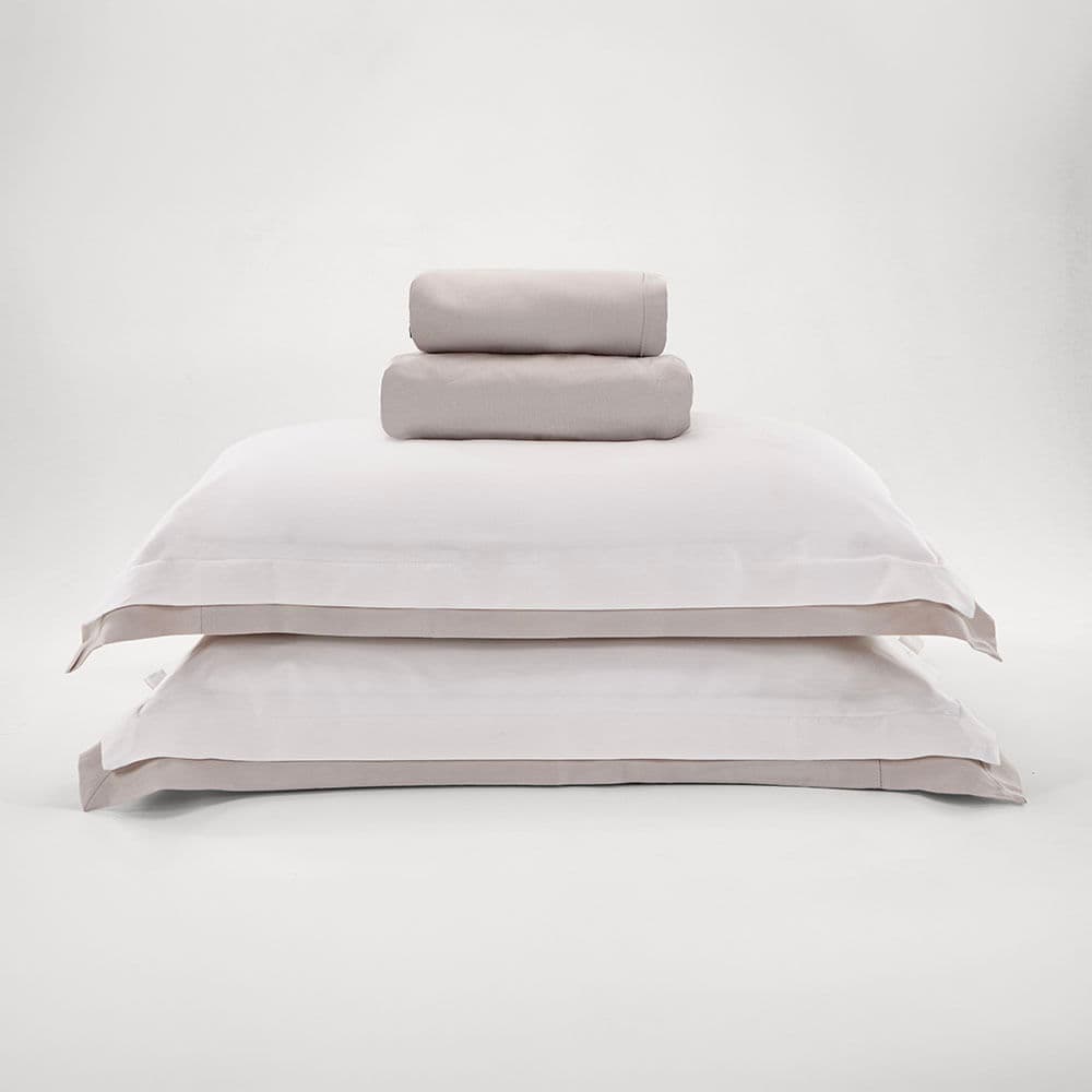 Jogo de Cama King 300 Fios Dueto Branco/Prata
