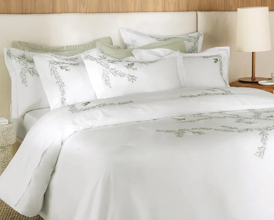 Jogo de Cama Pistacia Queen - Cetim 300 Fios 100% Algodão Egípcio - Trussardi