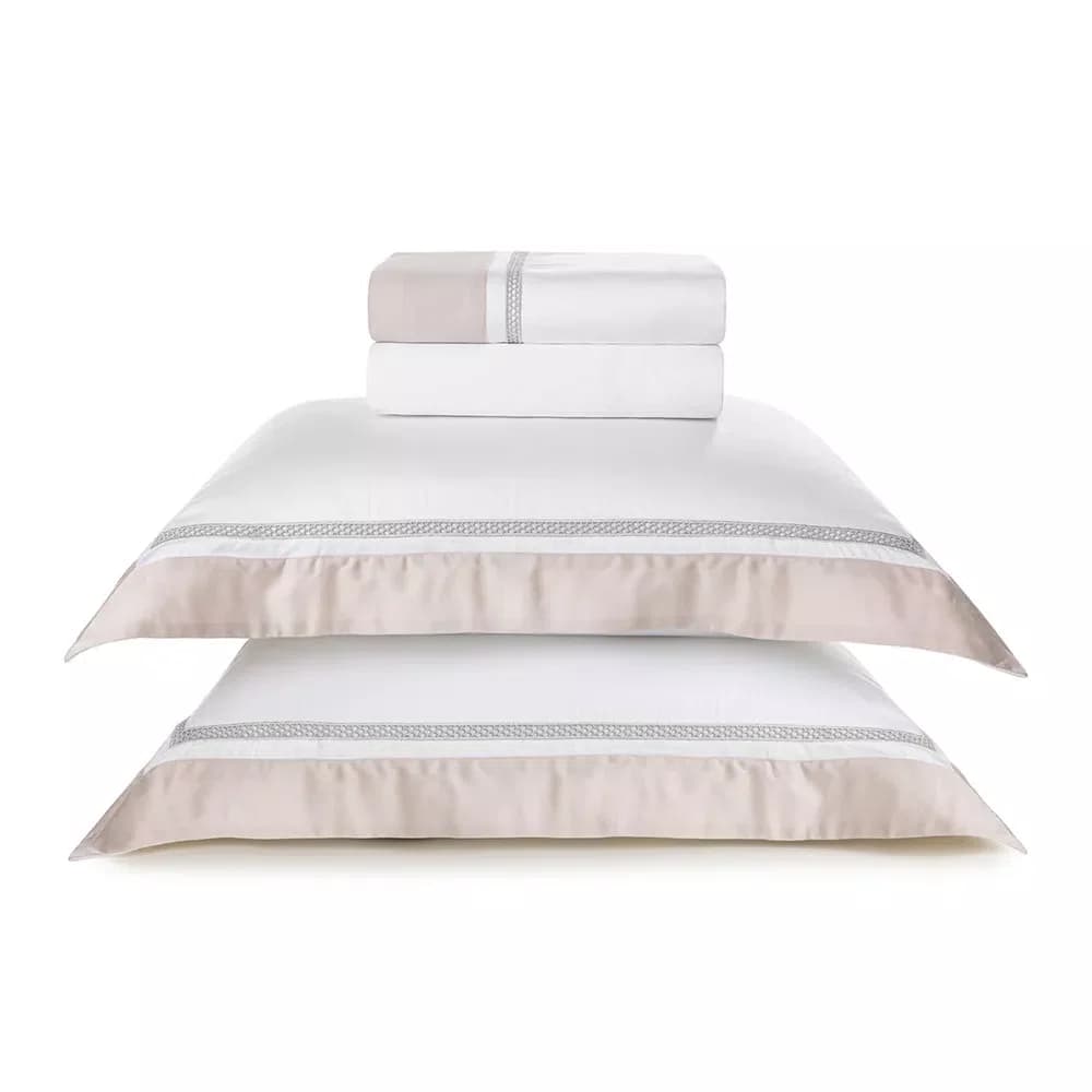 Jogo De Cama Queen Contessina 300 Fios Bambu Trussardi Rose 2,40 x 2,80 m