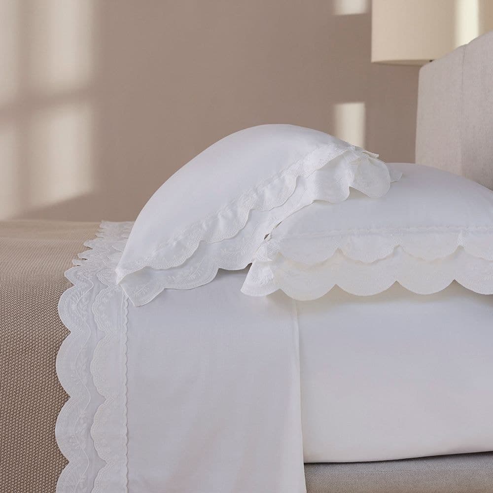 Jogo de cama S. King Buddemeyer 400 fios Luxus Aria c/ Bordado Branco