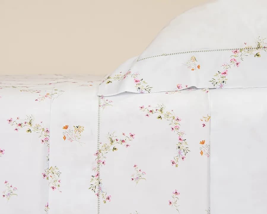Jogo de Cama Scavone Bianco Fiori Queen - Cetim 300 Fios