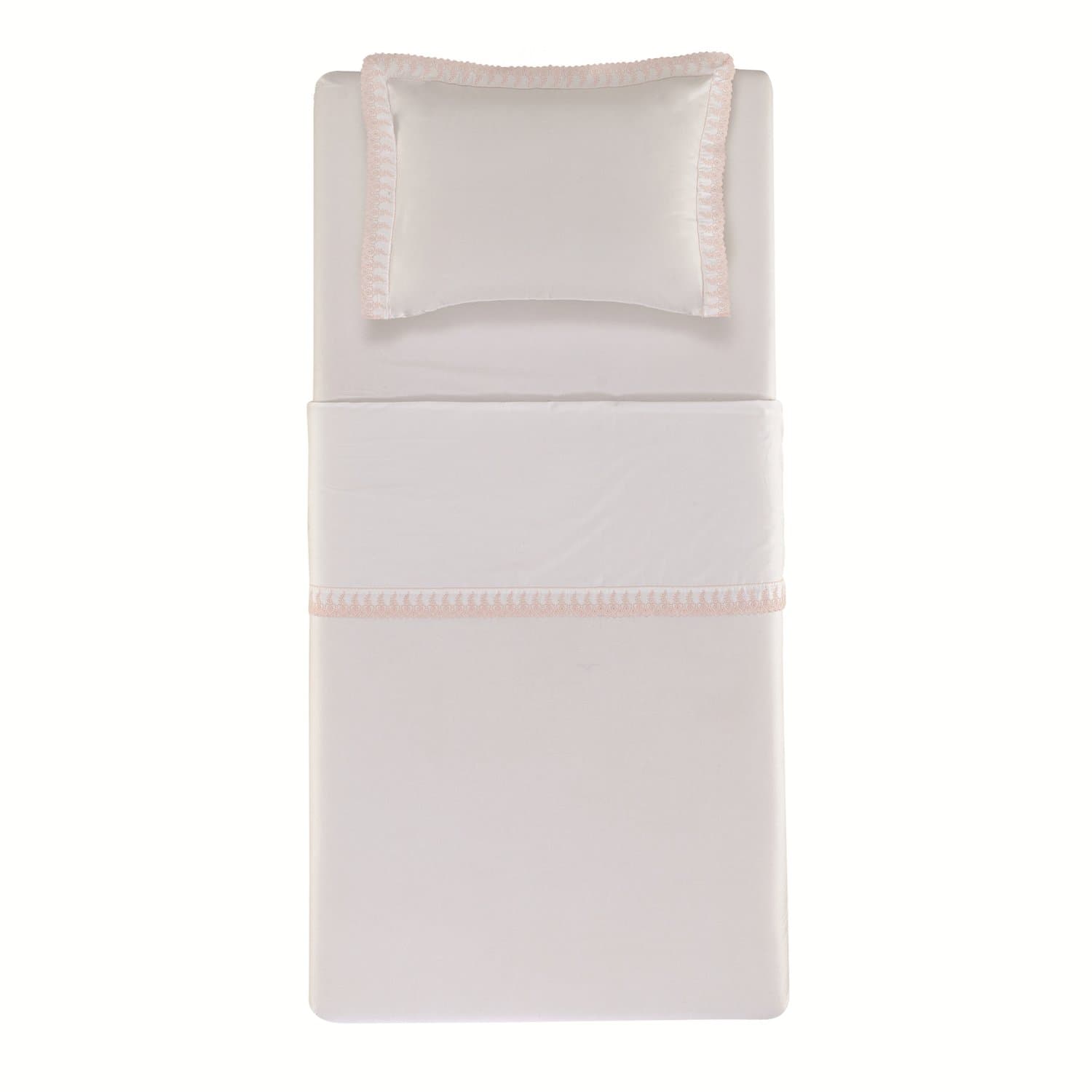 Jogo de Cama Solteiro Bella 300 Fios Trusardi Branco e Soft Nude 170cm x 280cm