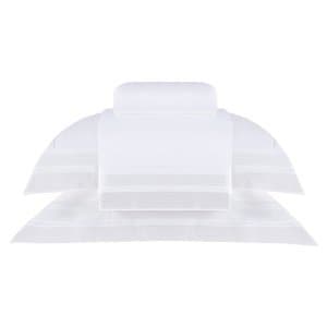 Jogo De Cama Super King Horizon 400 Fios Buddemeyer Luxus Branco/Bordado Pérola 2,80 x 2,90 m