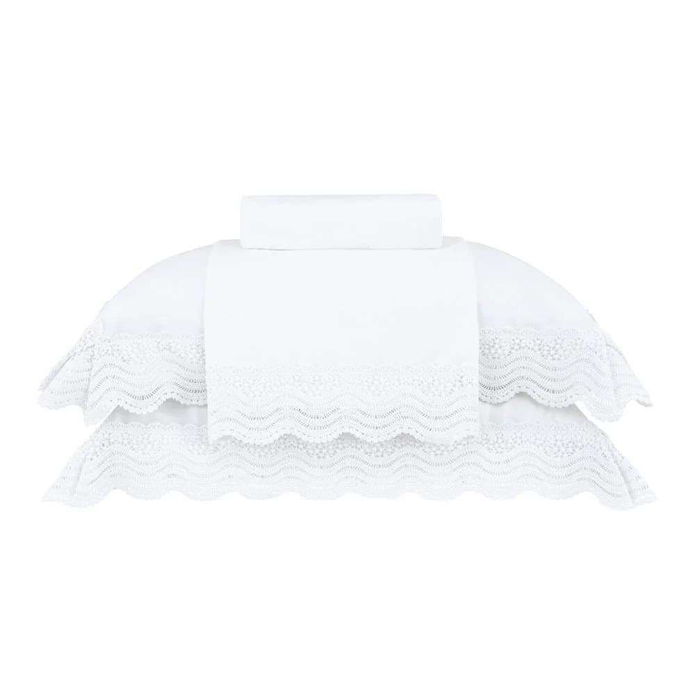 Jogo de Cama Super King Margot 400 Fios Buddemeyer Luxus Branco 2,80 x 2,80 m