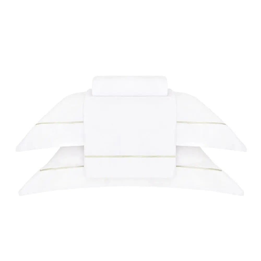 Jogo de Cama Super King Nilo 500 Fios Egípcio Buddemeyer Luxus Branco/Bege 280cm x 280cm