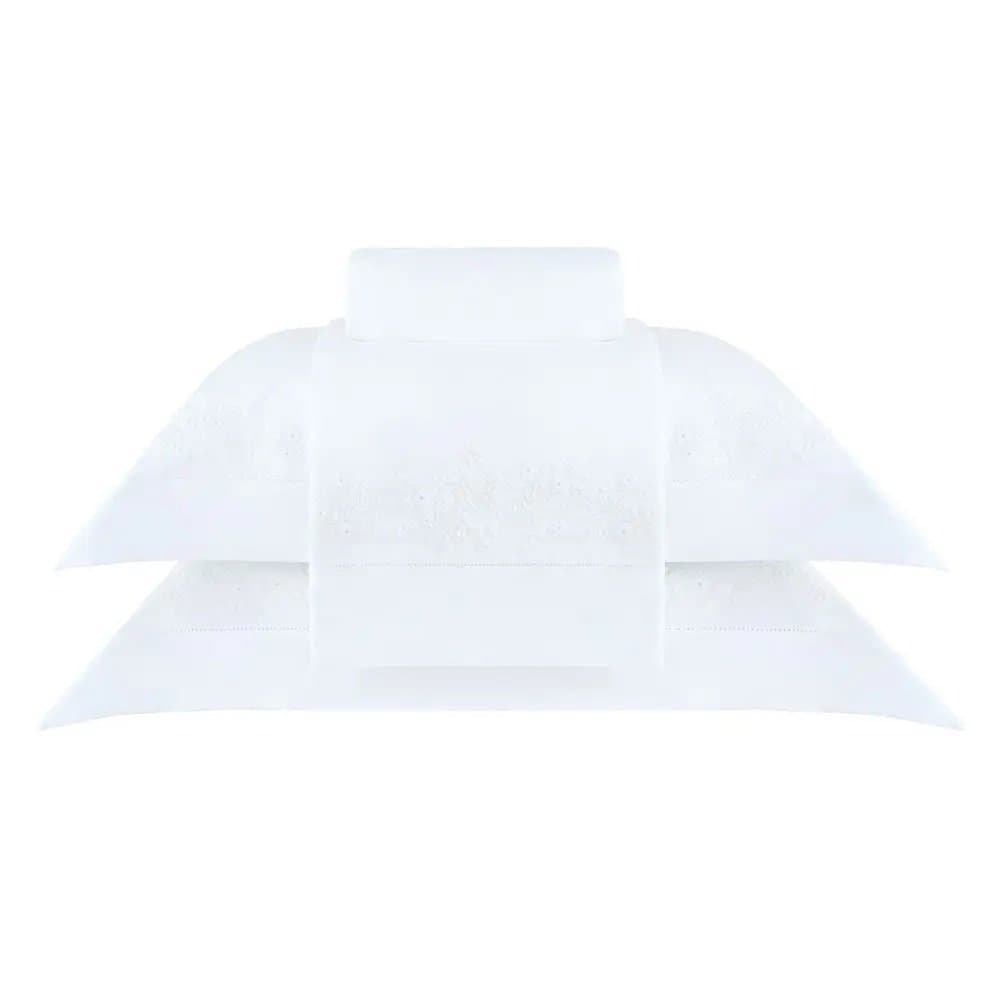 Jogo de Cama Super King Ornella 400 Fios Buddemeyer Luxus Branco 280cm x 290cm