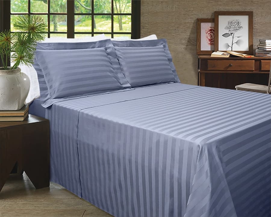 Jogo de Cama Zelo Select Maquinetado Casal - Percal 400 Fios - Toque Acetinado - Índigo