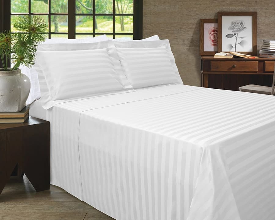Jogo de Cama Zelo Select Maquinetado Solteiro King 3 Peças - Percal 400 Fios - Toque Acetinado - Branco