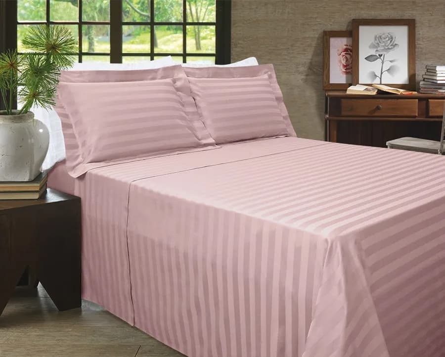 Jogo de Cama Zelo Select Maquinetado Solteiro - Percal 400 Fios - Toque Acetinado - Rosê