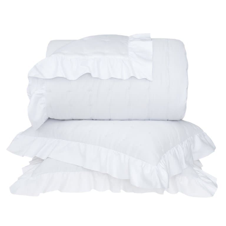 Jogo De Colcha Queen Petit Pois 270 Fios Buddemeyer Luxus Branco 2,60 x 2,50 m
