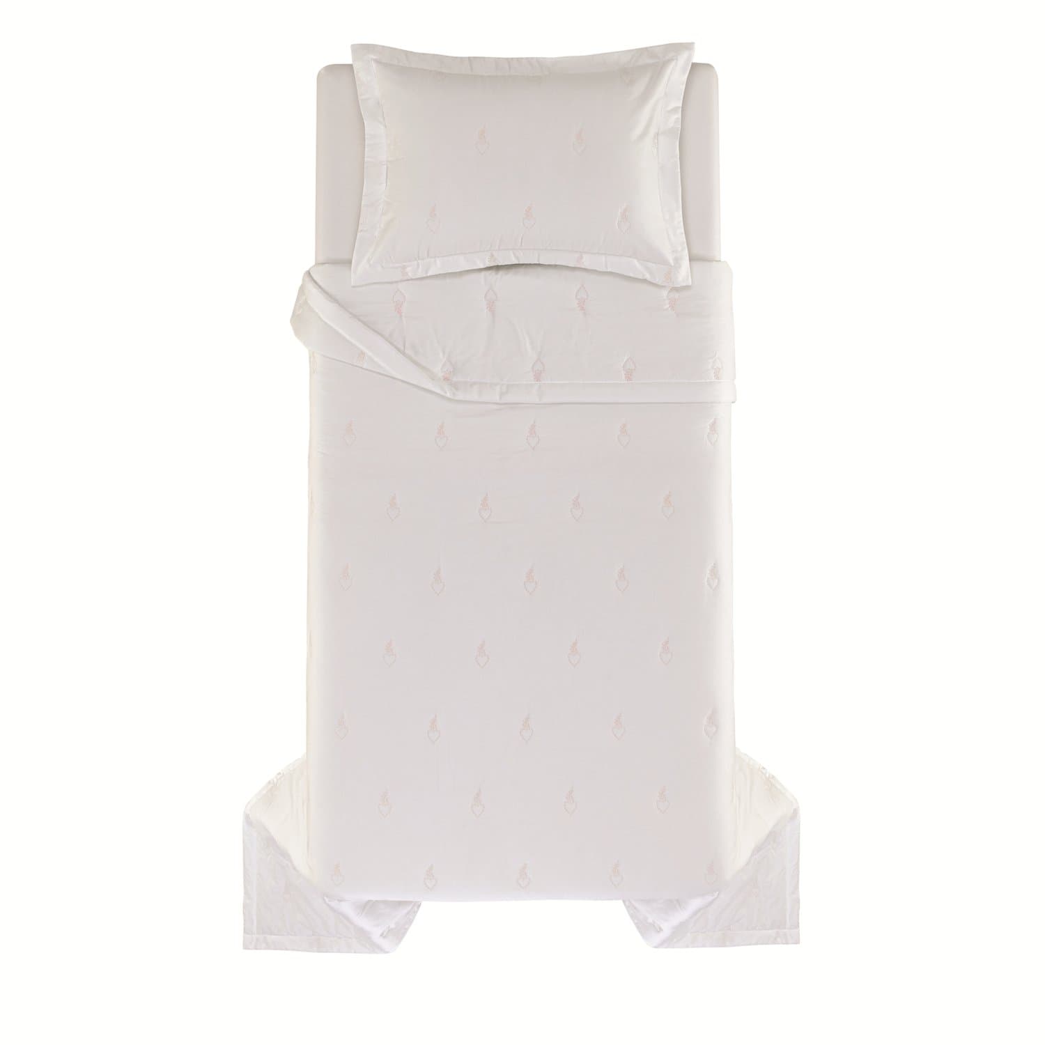 Jogo de Colcha Solteiro Bella 300 Fios Trussardi Branco e Soft Nude 200cm x 280cm