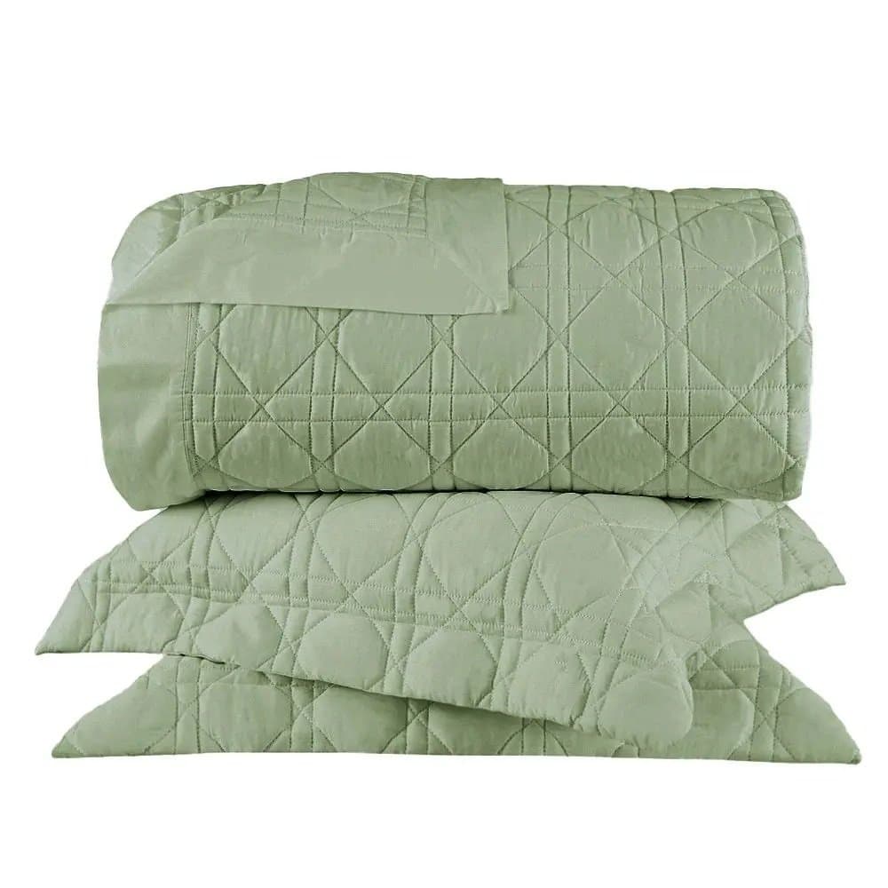 Kit 03 Peças Colcha King Noah Buddemeyer Luxus Verde Safari 310cm x 260cm