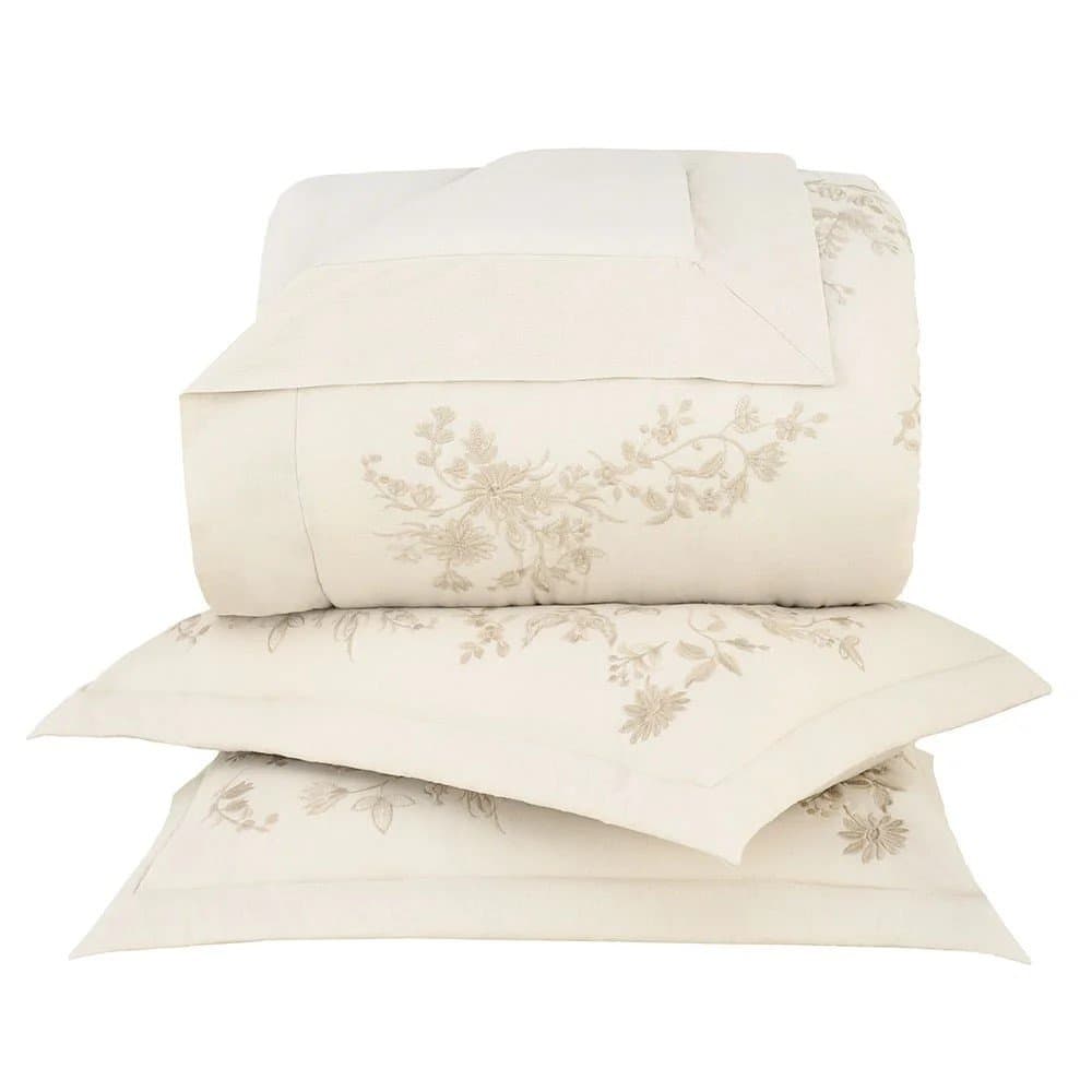 Kit 03 Peças Colcha Queen Adeline Buddemeyer Luxus Amendoa 2,82 x 2,61 m