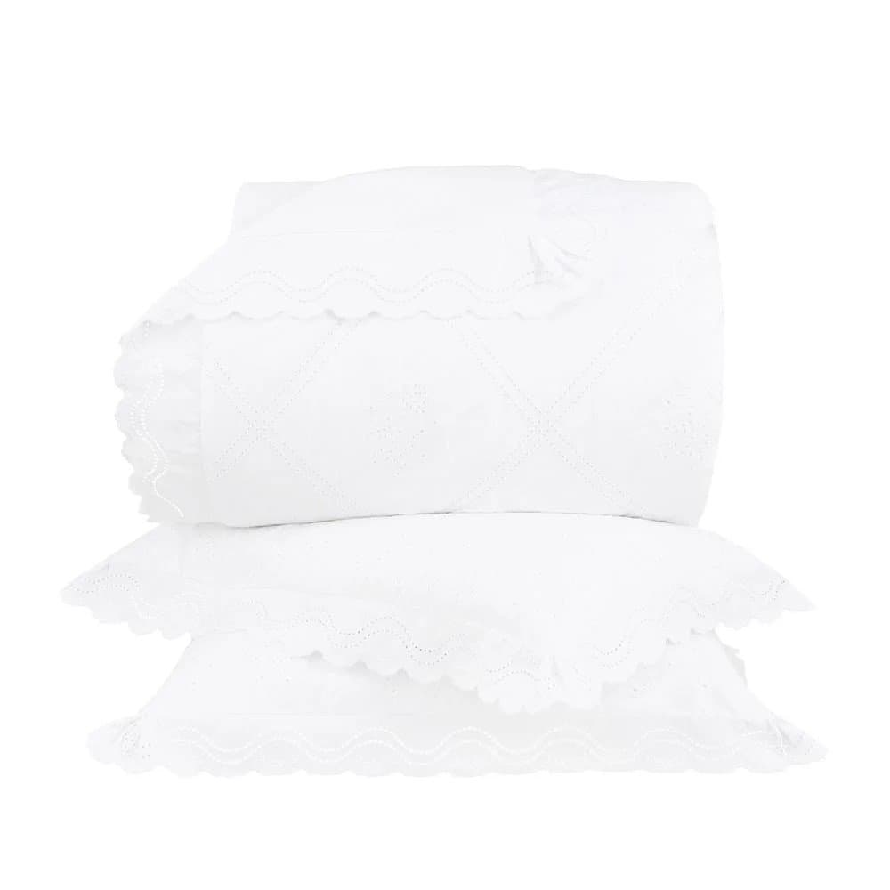 Kit 03 Peças Colcha Queen Arlo Buddemeyer Luxus Branco 2,80 x 2,60 m