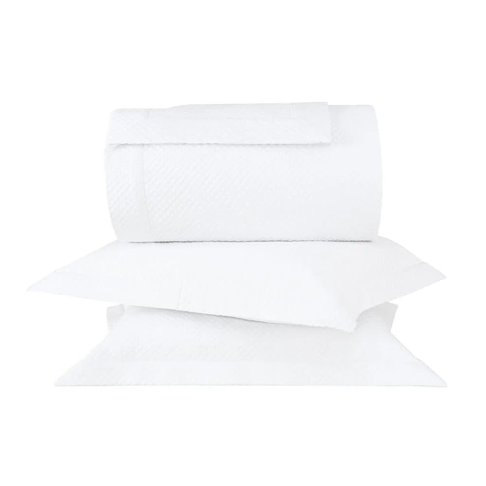Kit 03 Peças Colcha Queen Splendore 300 Fios Buddemeyer Luxus Branco 2,75 x 2,60 m