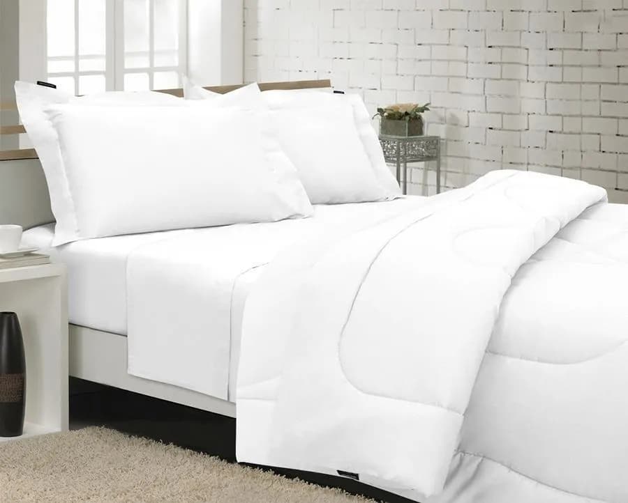 Kit Alexandre Herchcovitch 5 Peças - Edredom + Jogo de Cama Queen - Branco