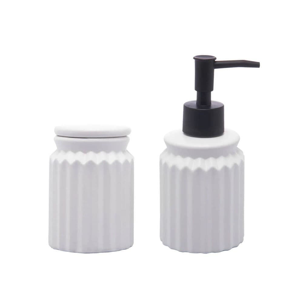 Kit Banheiro 2 Peças Stripes Branco - Lyor