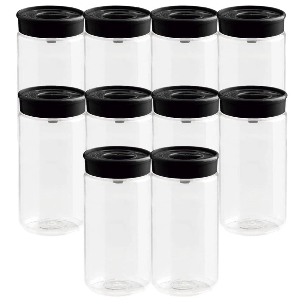 Kit Com 10 Potes Organiza Multidosador 350mL com Tampa Preta - Tiba