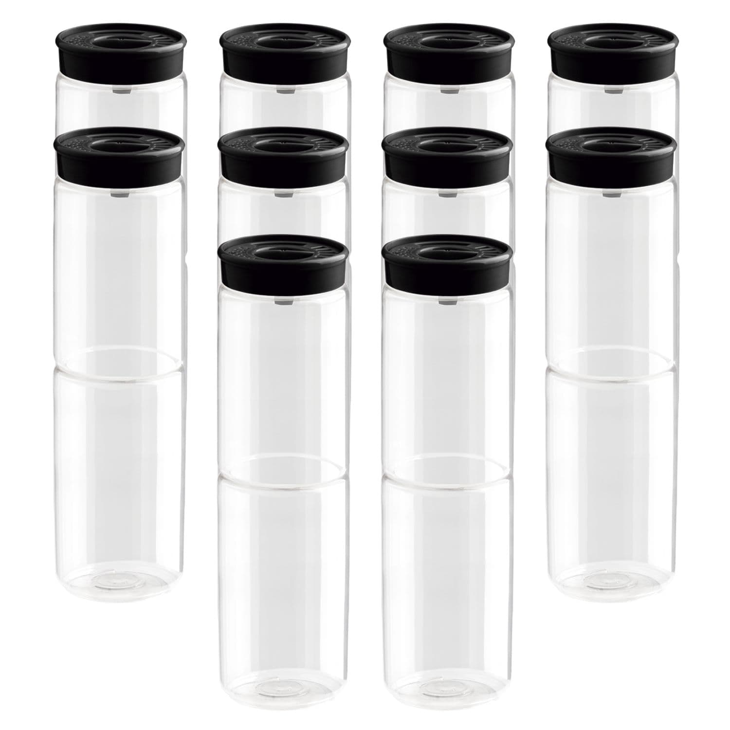 Kit Com 10 Potes Organiza Multidosador 730mL com Tampa Preta - Tiba