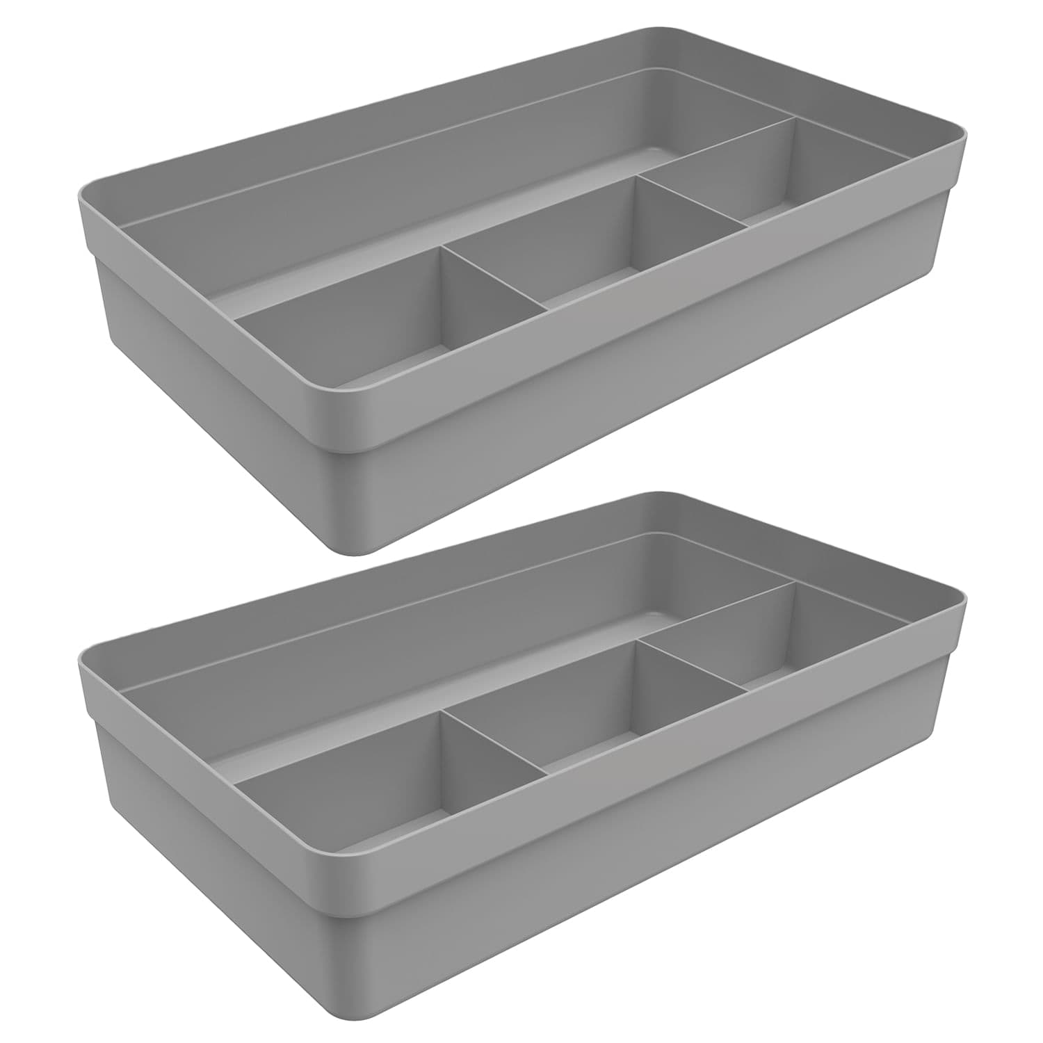 Kit Com 2 Organizadores de Gaveta Logic 4 Div 20x34,5cm Chumbo - Martiplast