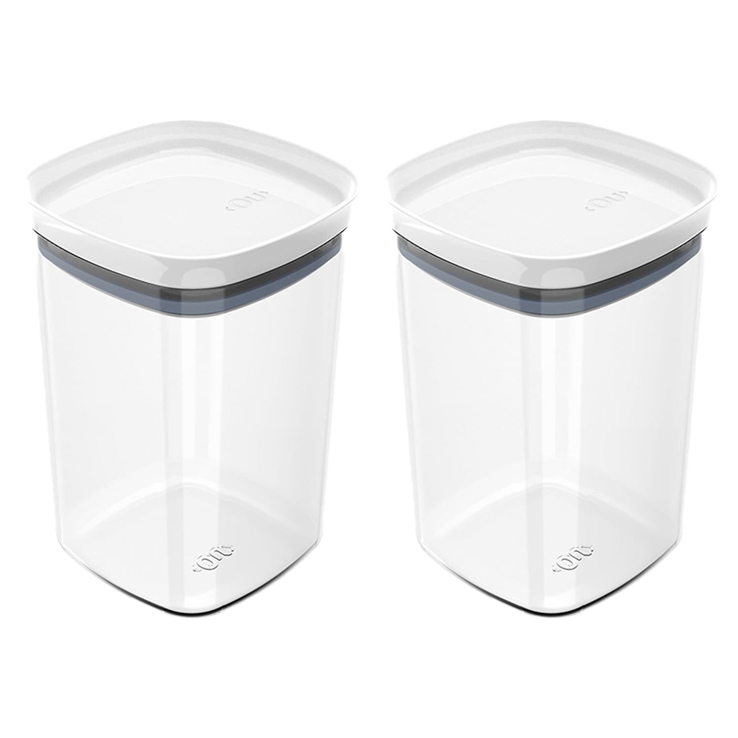 Kit Com 2 Potes Hermético Block Quadrado 1l Branco - Ou