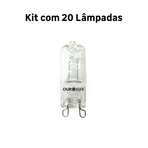 Kit com 20 Lâmpadas Halógena Cápsula Luz Amarela 40W Ourolux 127V (110V)