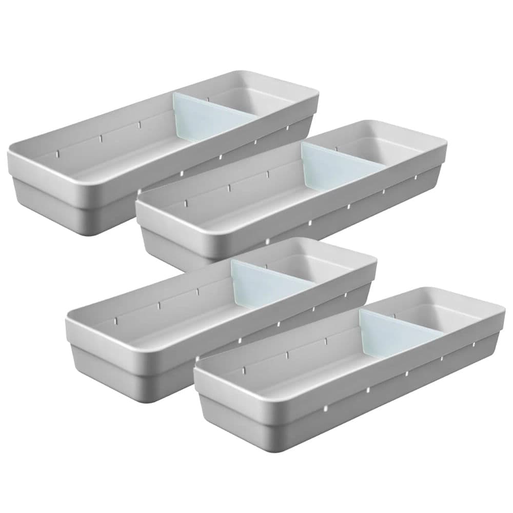 Kit Com 4 Caixas Organizadoras Retangular Logic 5,6x34,6cm Bege - Martiplast