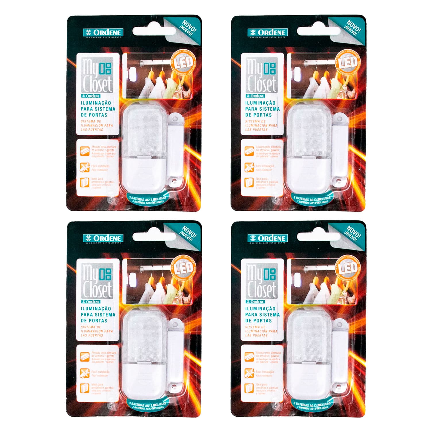 Kit Com 4 Iluminações para Closet Portas - Ordene