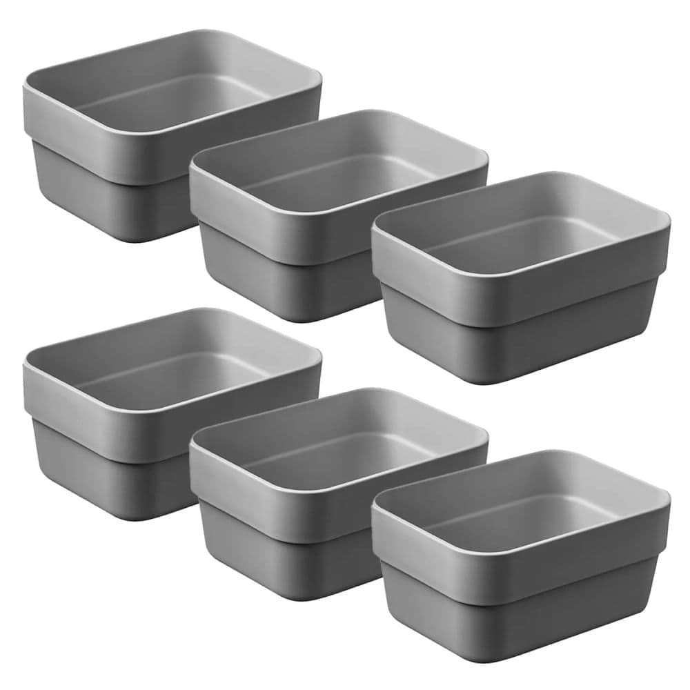 Kit Com 6 Caixas Organizadoras Retangular Logic 5,6x11,5cm Cinza - Martiplast