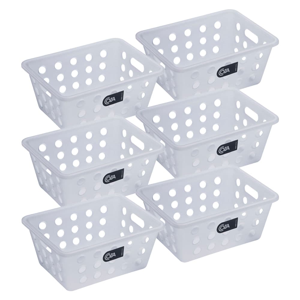 Kit Com 6 Cestas Organizadoras Retangular Pequena 8,2x18,6cm Natural - Coza