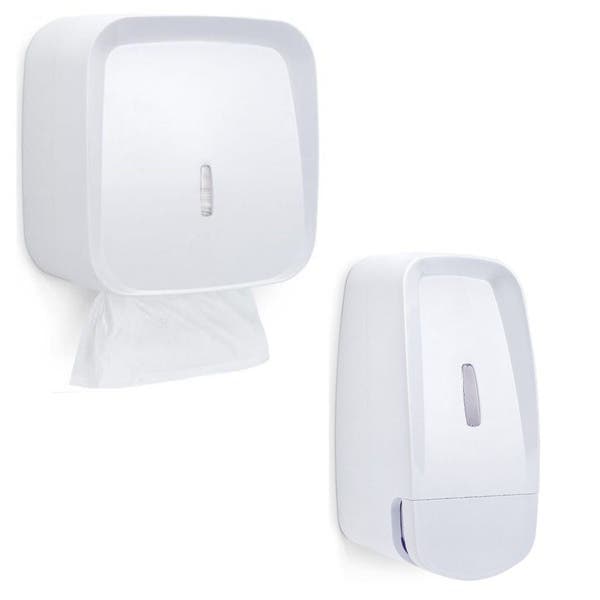 Kit com Porta Papel Toalha 400 Folhas e Porta Sabonete Líquido 400ml ABS Branco Invoq Urban Premisse