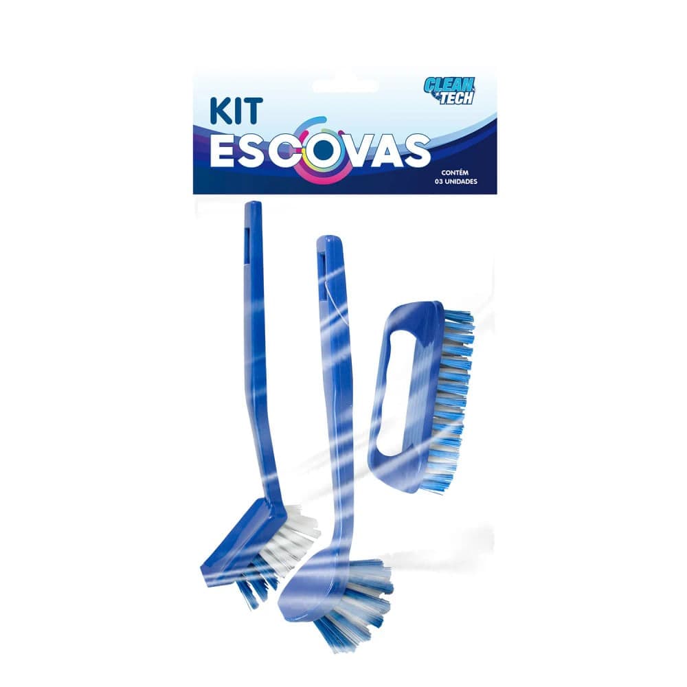 Kit de Escovas 3 Peças para Limpeza - Clean Tech