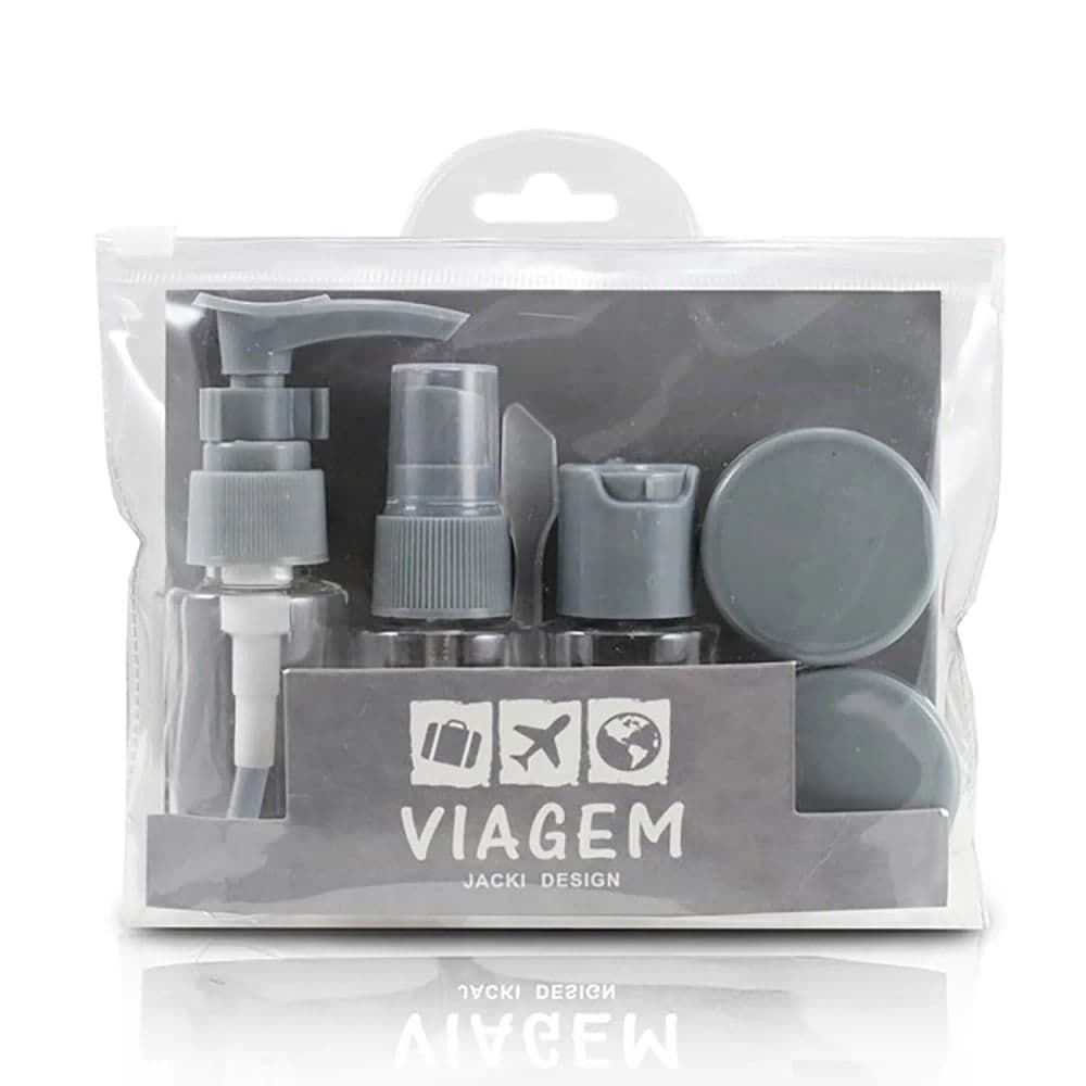 Kit de Frascos para Viagem 7 Peças Cinza - Jacki Design