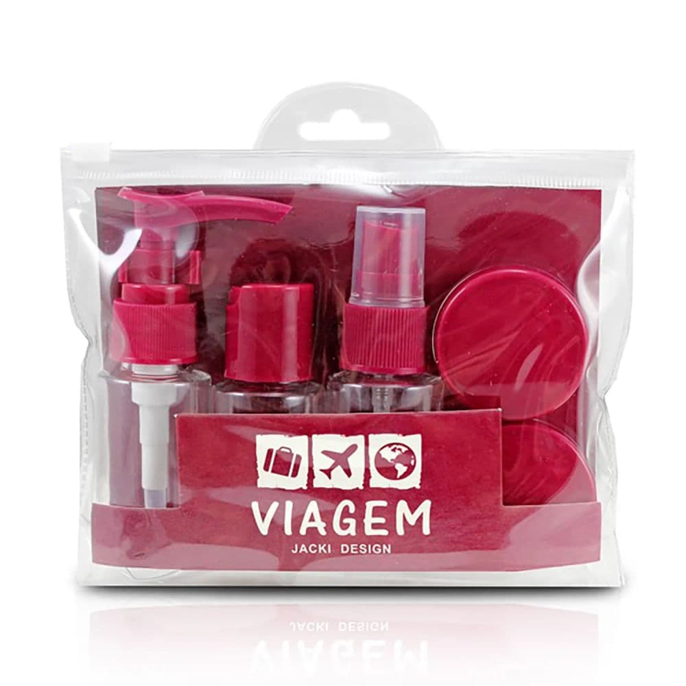 Kit de Frascos para Viagem 7 Peças Vinho - Jacki Design