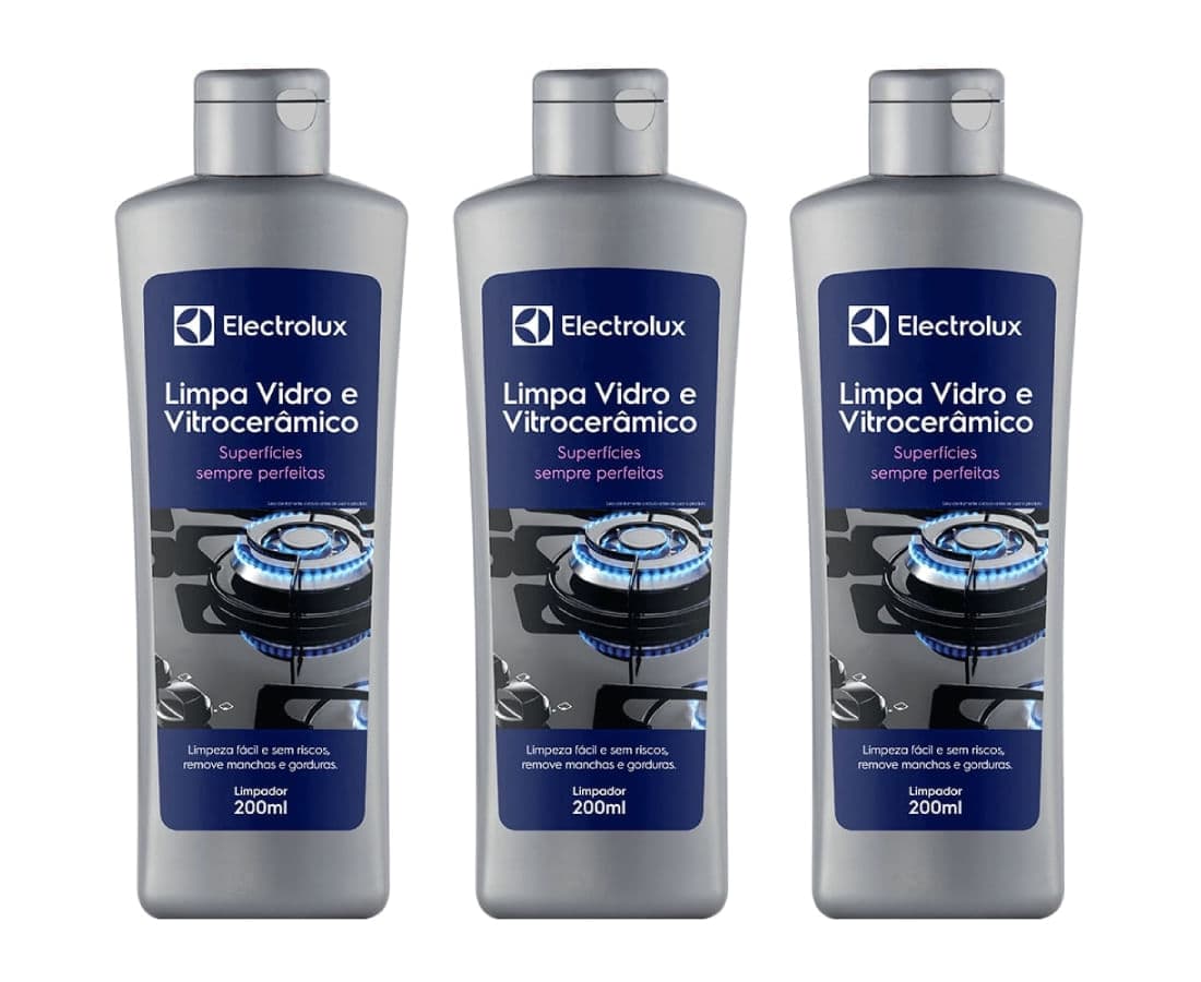 Kit Limpa Vidro e Vitrocerâmico de Indução Electrolux Remove Manchas e Gorduras 3 unidades