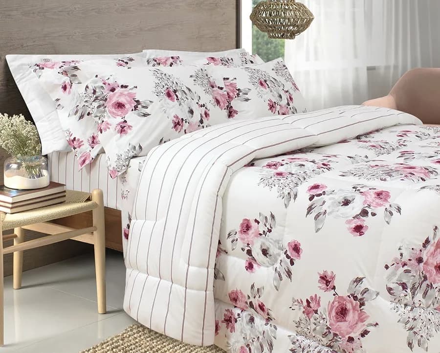 Kit Zelo Classic 4 Peças - Edredom + Jogo de Cama Solteiro - Marsala