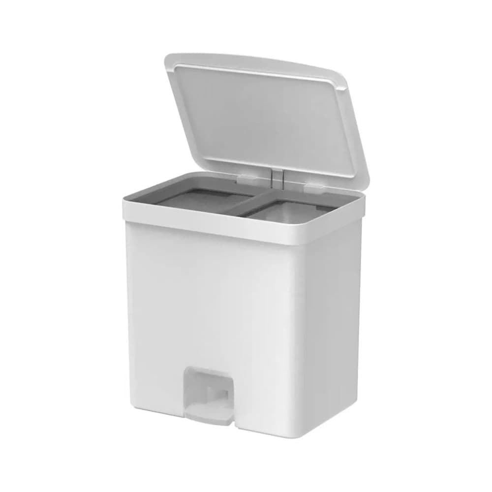Lixeira com Pedal Trium e Duplo Compartimento 30l Branca - Ou