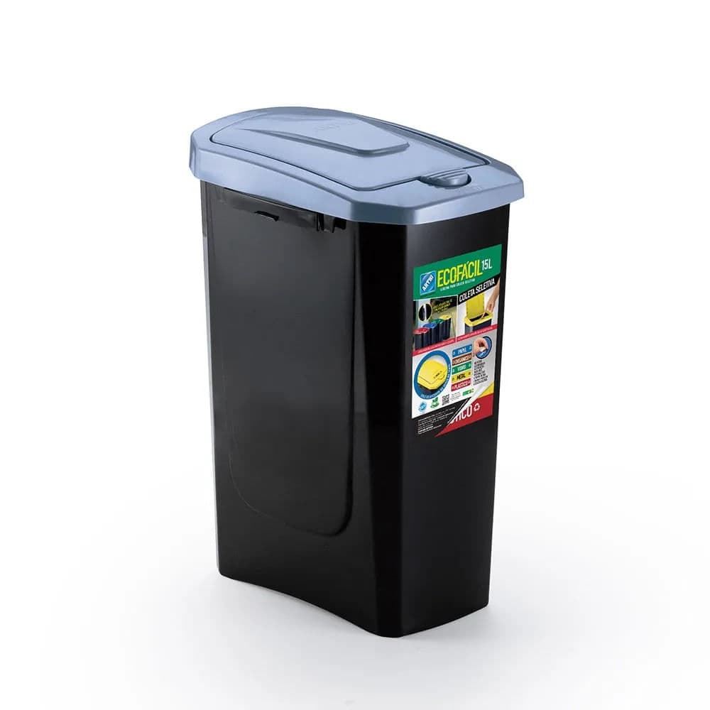 Lixeira de Chão Automática Ecofácil 15l Preta - Arthi