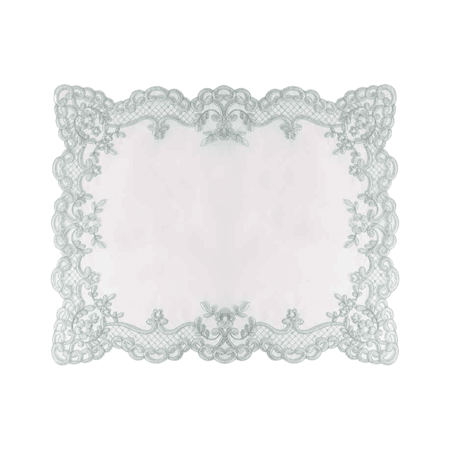 Lugar Americano em Tule com Bordado Manu Fisch Off White e Azul