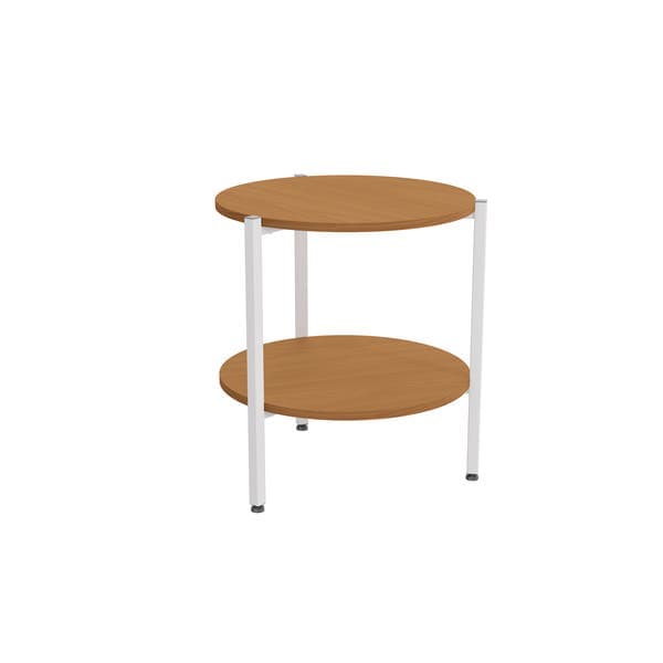 Mesa 47x47cm Canela e Branco Metal e MDP Crome
