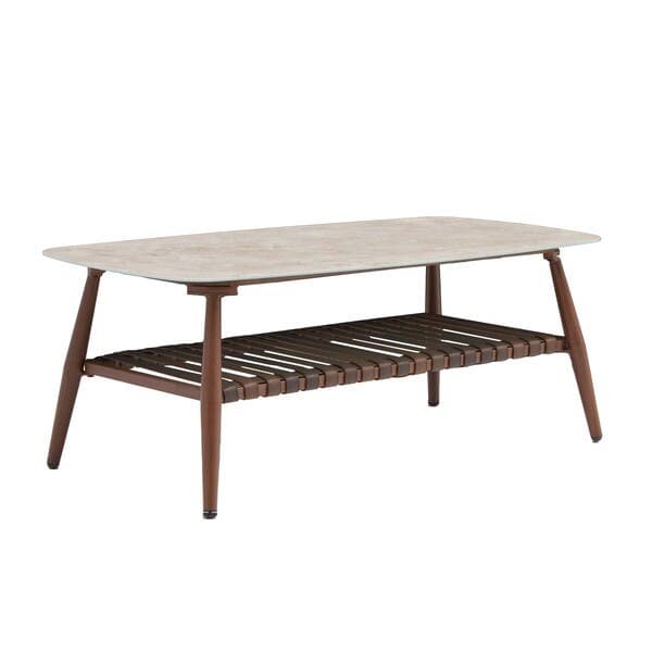 Mesa de Apoio para Jardim Baixa em Alumínio 42x110x60cm Marrom Retrô Naterial