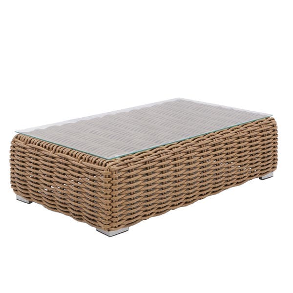 Mesa de Apoio para Jardim Retangular em Alumínio|Rattan 33x70x120cm Marrom Ayamo Naterial