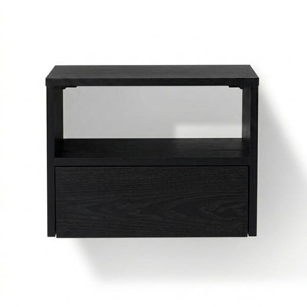 Mesa de Cabeceira 32x42x30cm MDP Preta com Gaveta Bemfixa