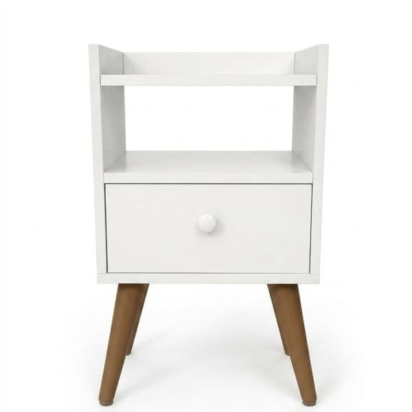 Mesa de Cabeceira 60x34x29cm MDP Branca com Gaveta Bemfixa