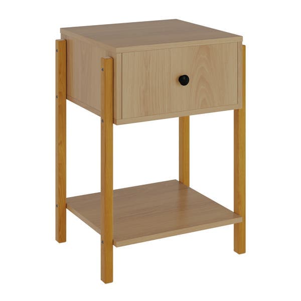 Mesa de Cabeceira 63x44x39cm MDF Nature com Gaveta Monica Astral Design