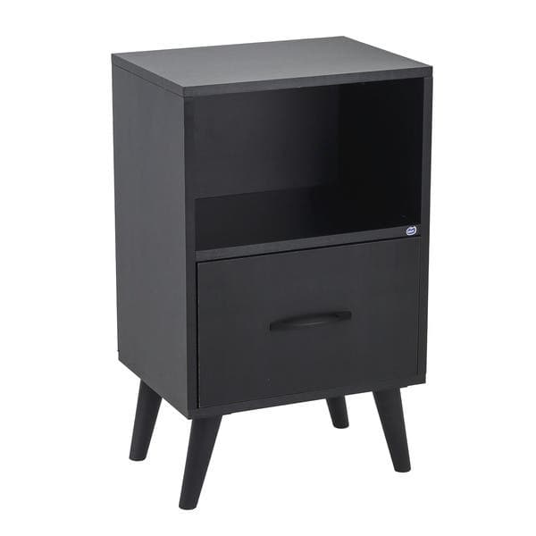 Mesa de Cabeceira 66x40x30cm MDP Preta com Gaveta e Nicho Decor Bemfixa