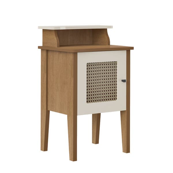 Mesa de Cabeceira 72,5x43x36cm MDF e MDP Cinamomo e Off White Charlotte Artely