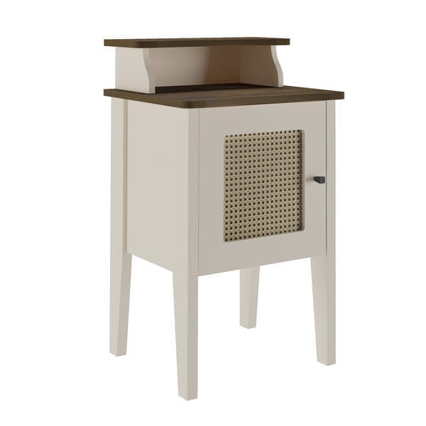 Mesa de Cabeceira 72,5x43x36cm MDF e MDP Pinho e Off White Charlotte Artely