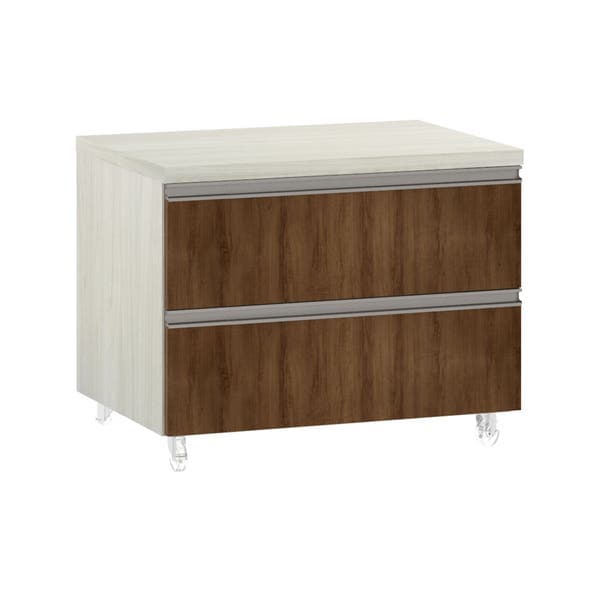 Mesa de Cabeceira Nogueira Dourado 2 Gavetas Prime Luciane