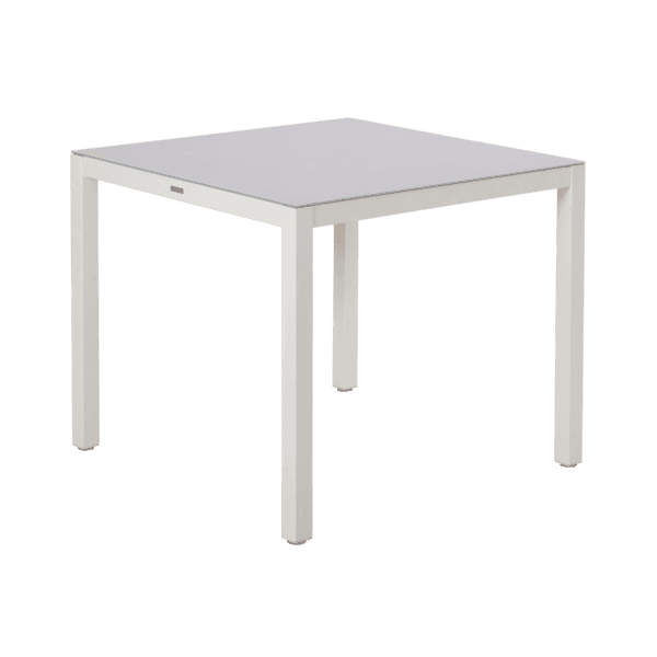 Mesa de Jardim 4 Lugares Quadrada 75x90x90cm Alumínio com Tampo de Vidro Branco Lyra Naterial